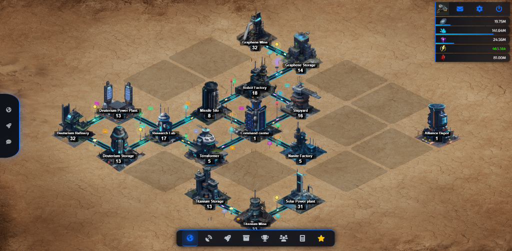 A developed planet with many buildings